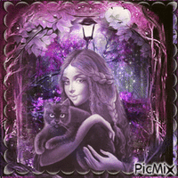 chat fantasy violet GIF animé