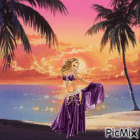 Belly dancer at the beach animuotas GIF