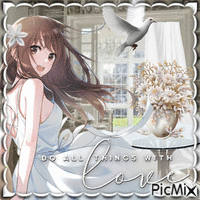 white color anime love wedding - GIF animé gratuit
