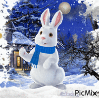 bílí králík animuotas GIF