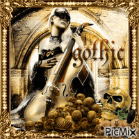 Gothic woman with skulls
