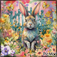 Watercolor rabbit GIF animé