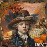 portrait  d'un jeune garçon vintage automne - GIF animé gratuit