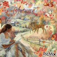 femme assise en automne Animated GIF