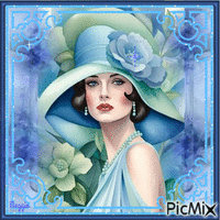 woman in blue animovaný GIF