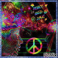 Peace & love en couleur - GIF animé gratuit