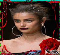 Portrait Woman Happy Valentine's Day Colors Deco Glitter Fashion Glamour  Red Flower - GIF animate gratis