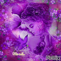 Woman  Fantaisy and Flowers animuotas GIF