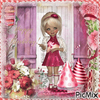 happy birthday  doll geanimeerde GIF