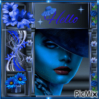 Hello - Woman In A Blue Hat GIF animé