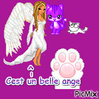 un ange et deux chat - 無料のアニメーション GIF