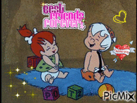 Pebbles and Bamm-Bamm best friends forever Animated GIF