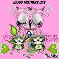mothers day owls animovaný GIF