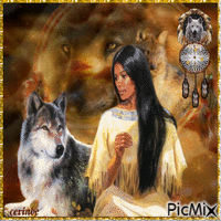 l'indienne et le loup - Free animated GIF