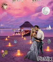 Szép romantikus este animirani GIF