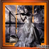 La violoniste et le cygne - Gratis animerad GIF