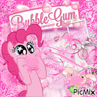 pinkie pie and jun mihara chewing gum - GIF animé gratuit