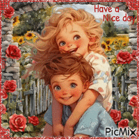 Have a Nice Day. Girl, boy, friends - Free animated GIF