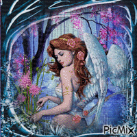 Femme fantasy - Couleur rose et bleu. - Free animated GIF