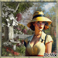Dans mon jardin - Vintage. - Ücretsiz animasyonlu GIF