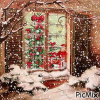 Noël à la fenêtre - GIF animé gratuit