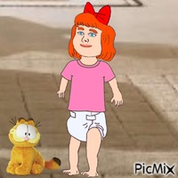 Elizabeth and plush Garfield GIF animé