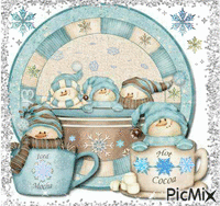 Snowmen and Hot Drinks 动画 GIF