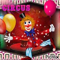Freundlicher bunter Clown анимиран GIF