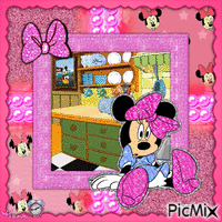 {Minnie Mouse slips and falls over in the Kitchen} animasyonlu GIF