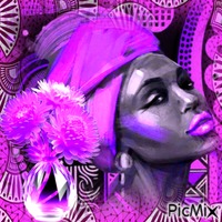 Portrait femme Africaine / tons violet GIF animé