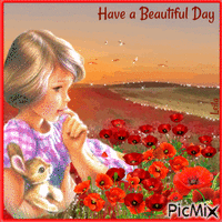 Have a Beautiful Day. Girl. Martine. Poppy. - Gratis animeret GIF