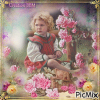 La fillette et les roses par BBM κινούμενο GIF