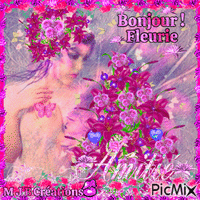 .. Bonjour Fleurie ... M J B Créations - Бесплатный анимированный гифка