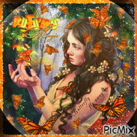 Autumn butterfly woman