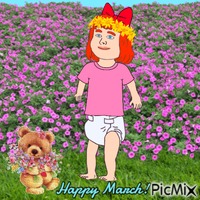 Baby and Teddy — Happy March! (my 2,860th PicMix) κινούμενο GIF
