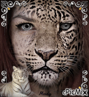 Femme au visage de tigre - GIF animé gratuit