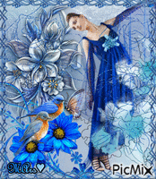 azul mujer Animated GIF