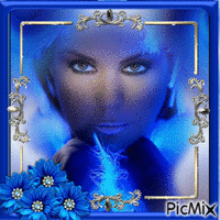 A woman with blue color