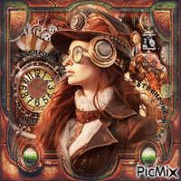 Steampunk portrait woman - 免费动画 GIF