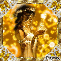 Eine Frau in Goldtönen - Безплатен анимиран GIF