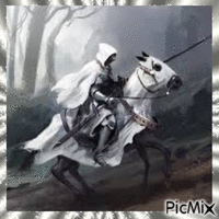 Chevalier sur un cheval blanc