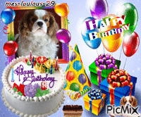 chien birthday - GIF animado gratis
