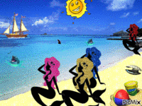 Sirènes sur la plage - GIF animado grátis