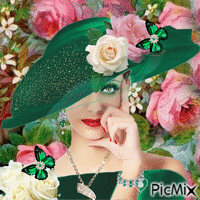 La dame au chapeau vert GIF animé