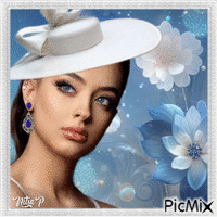 Portrait of woman in white hat