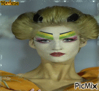Portrait Geisha Woman Colors Deco Glitter Fashion Makeup Glamour animeret GIF