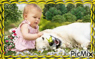 Baby And Her Puppy! - Безплатен анимиран GIF