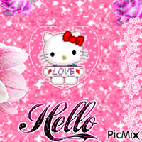 Hello fleurs kity - GIF animé gratuit