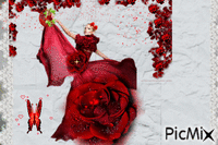 la danseuse de rose - GIF animado gratis
