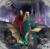 Le Couple et les dragons ! animerad GIF